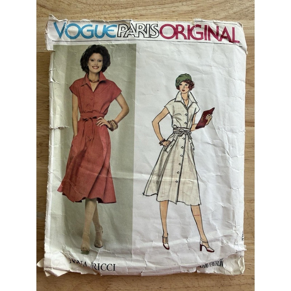 Vogue Paris Original Nina Ricci Pattern 1245 Misses Dress & Belt CUT Complete 14